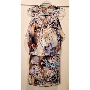 New Nicole Miller Short Dogwood Floral Dress Size 12 Tie Back with Flap